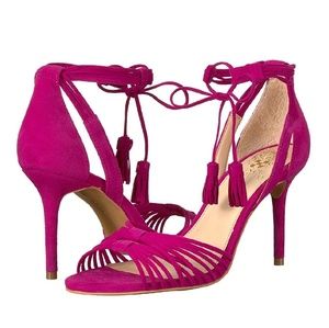 Vince Camuto Tassel Pink Suede Sandals
